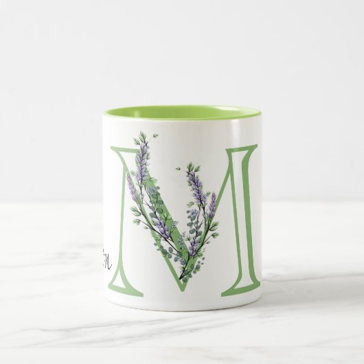 Elegante Lavendel Eucalyptus Mom Tweekleurige Koffiemok (Center)