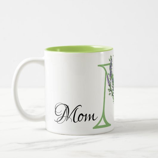 Elegante Lavendel Eucalyptus Mom Tweekleurige Koffiemok (Links)