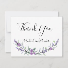 Elegante Lavendel Eucalyptus paarse rozen Bedankkaart