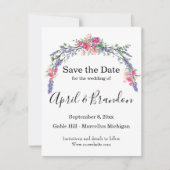 Elegante Lavendel Eucalyptus roze rozen waterverf Save The Date (Voorkant)