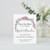 Elegante Lavendel Eucalyptus roze rozen waterverf Save The Date (Staand voorkant)