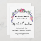 Elegante Lavendel Eucalyptus roze rozen waterverf Save The Date (Voorkant / Achterkant)