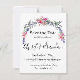 Elegante Lavendel Eucalyptus roze rozen waterverf Save The Date