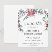 Elegante Lavendel Eucalyptus roze waterverf rozen Save The Date (Voorkant / Achterkant)