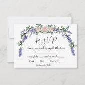 Elegante Lavendel Eucalyptus roze witte rozen rsvp (Voorkant)