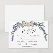Elegante Lavendel Eucalyptus roze witte rozen rsvp (Voorkant / Achterkant)