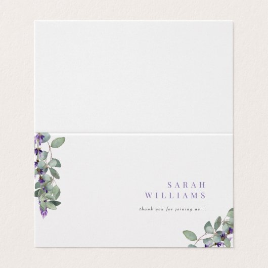 Elegante Lavendel Eucalyptus Trouwplaats Kaart (Buitenkant ongevouwen)