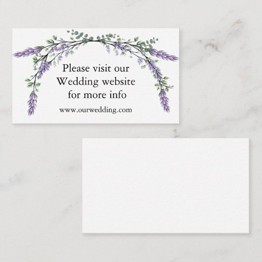 Elegante Lavendel Eucalyptus Trouwruimte Kaart (Voorkant / Achterkant)