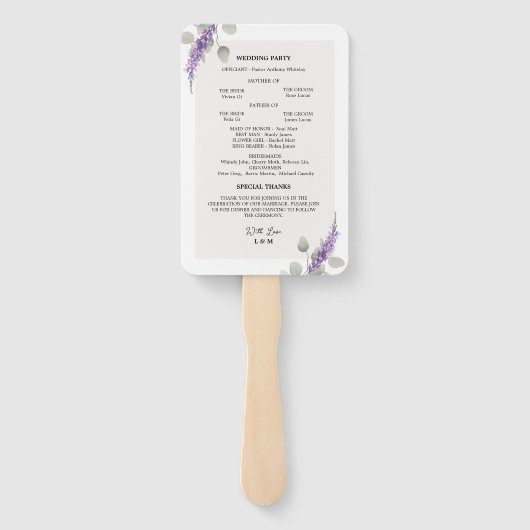 Elegante Lavendel Eucalyptus verlaat bruiloft prog Handwaaier (Achterkant)