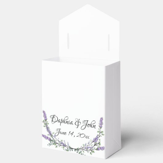 Elegante Lavendel Eucalyptus Waterverf personalise Bedankdoosjes (Geopend)