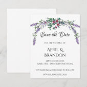 Elegante Lavendel Eucalyptus waterverf roze rozen Save The Date (Voorkant / Achterkant)