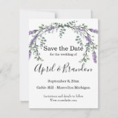Elegante Lavendel Eucalyptus waterverf Save The Date (Voorkant)