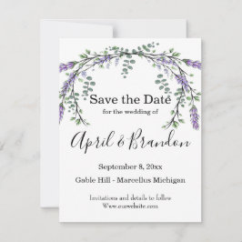 Elegante Lavendel Eucalyptus waterverf Save The Date