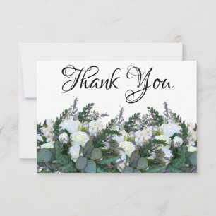 Elegante Lavendel Eucalyptus witte rozen groen Bedankkaart