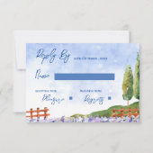 Elegante  Lavendel Fields Landschap Wedding RSVP Kaartje (Achterkant)
