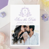 Elegante Lavendel Floral Crest foto bruiloft Save The Date