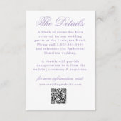 Elegante Lavendel Floral Crest Wedding Details Informatiekaartje (Voorkant)
