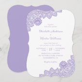 Elegante Lavendel Floral Lace Wedding Kaart (Voorkant / Achterkant)