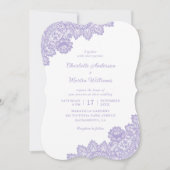 Elegante Lavendel Floral Lace Wedding Kaart (Voorkant)