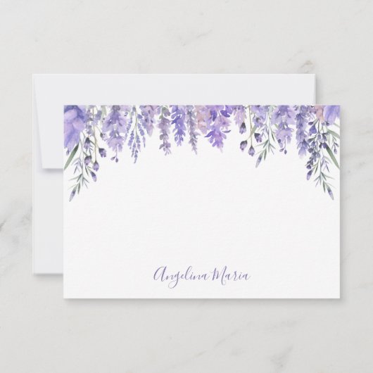 Elegante Lavendel Floral Paarse Quinceañera Bedankkaart (Achterkant)