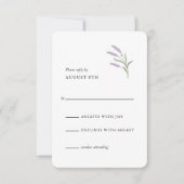 Elegante Lavendel Floral RSVP-kaart RSVP Kaartje (Voorkant)
