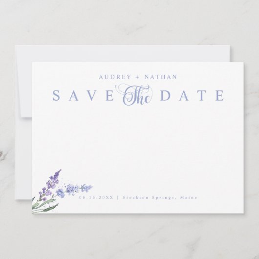 Elegante Lavendel Flower 3 Foto QR-code Save The Date (Voorkant)