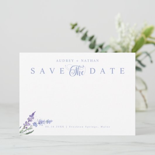 Elegante Lavendel Flower 3 Foto QR-code Save The Date (Staand voorkant)