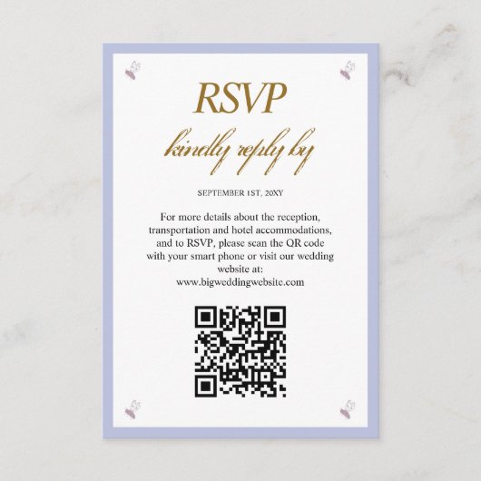 Elegante Lavendel Foto QR Code Huwelijks Bijlage (Voorkant)