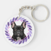 Elegante Lavendel Franse Bulldog | Persoonlijk Sleutelhanger (Achterkant)