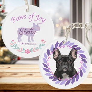 Elegante Lavendel Franse Bulldog   Persoonlijk Sleutelhanger