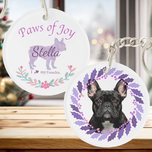 Elegante Lavendel Franse Bulldog | Persoonlijk Sleutelhanger