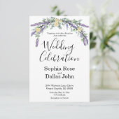 Elegante Lavendel Geel Rose Eucalyptus bruiloft Kaart (Staand voorkant)