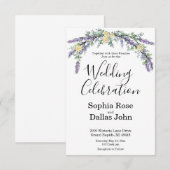 Elegante Lavendel Geel Rose Eucalyptus bruiloft Kaart (Voorkant / Achterkant)