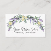 Elegante lavendel gele rozen botanisch visitekaartje (Voorkant)