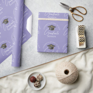 Elegante lavendel gepersonaliseerde afstudeergesch cadeaupapier