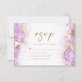 Elegante Lavendel Goud Marmer RSVP Kaartje (Voorkant)