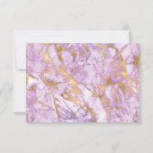 Elegante Lavendel Goud Marmer RSVP Kaartje (Achterkant)