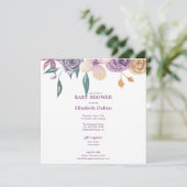 Elegante Lavendel & Gouden Bloemen Baby shower Kaart (Staand voorkant)