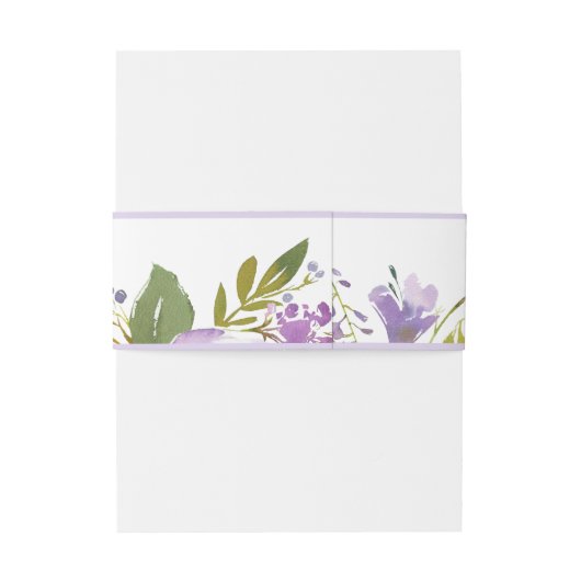 Elegante Lavendel Gouden Waterverf Bloemen Bruilof Uitnodigingen Wikkel (Achterkant Voorbeeld)