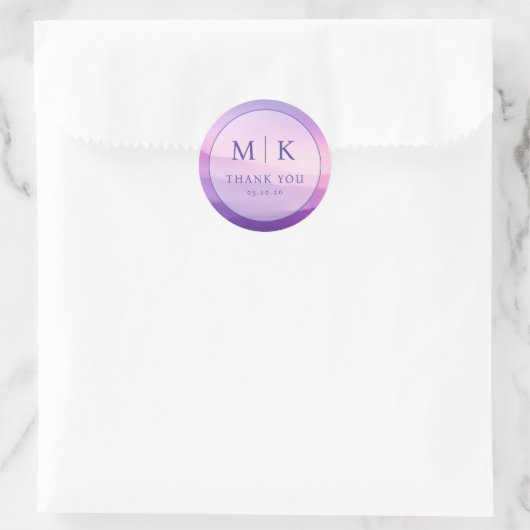 Elegante Lavendel Gradiënt Cirkel Ronde Sticker (Tas)