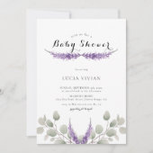 Elegante lavendel groen eucalyptus Baby shower Kaart (Voorkant)