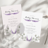 Elegante lavendel groen eucalyptus Baby shower Kaart