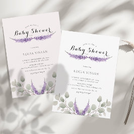 Elegante lavendel groen eucalyptus Baby shower Kaart