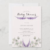 Elegante lavendel groen eucalyptus Baby shower Kaart (Voorkant)