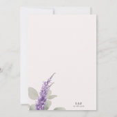 Elegante lavendel groen eucalyptus blad bruiloft kaart (Achterkant)