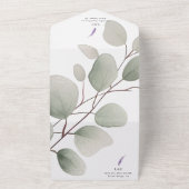 Elegante Lavendel Groene Eucalyptus bladeren bruil All In One Uitnodiging (Buitenkant)