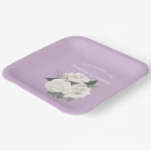 Elegante Lavendel Haze en Witte Rozen Bruiloft Papieren Bordje (Gebogen)