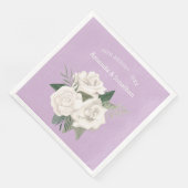 Elegante Lavendel Haze en Witte Rozen Bruiloft Servet (Hoek)
