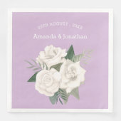 Elegante Lavendel Haze en Witte Rozen Bruiloft Servet (Voorkant)