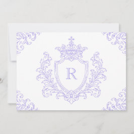 Elegante Lavendel Heraldische Wapen Monogram Doopf Kaart